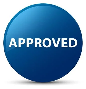 Approved blue round button Stock Illustration