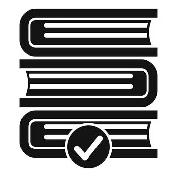 Approved book stack icon simple vector. Online magazine Illustrazione stock