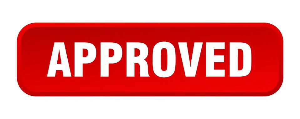 Approved button. approved square 3d push button 스톡 일러스트
