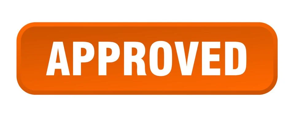 Approved button. approved square 3d push button Illustrazione stock