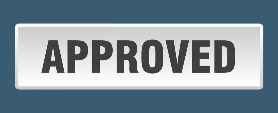 Approved button. approved square white push button Stockillustratie