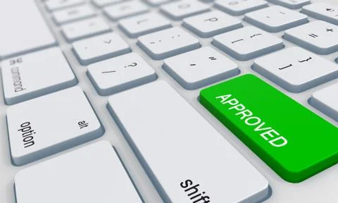 Approved button key on keyboard Illustrazione stock