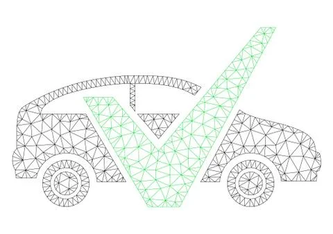 Approved Car Polygonal Frame Vector Mesh Illustration Illustrazione stock