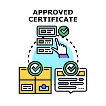 Approved certificate concept checking quality document verification Stock Illustration