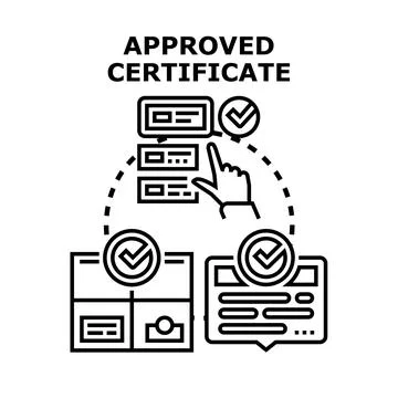 Approved certificate concept checking quality document verification Stock Illustration