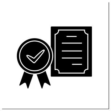 Approved certificate glyph icon Stock Illustration