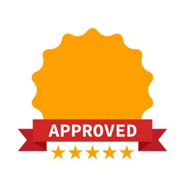 Approved certificate icon with five stars Stock Illustration