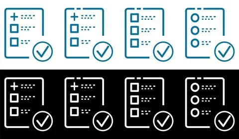 Approved check mark and result data. Clinical checklist document symbol. Stock Illustration