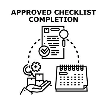 Approved checklist completion process and task management Stock Illustration