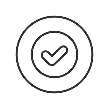 Approved checkmark circle verification icon in line design. approved checkmark Stock Illustration