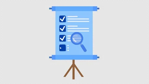 Approved checkmark on data presentation checklist icon in cartoon animation. Stock Footage 314792309