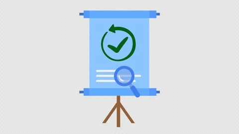Approved checkmark on data presentation checklist icon in cartoon animation. Stock Footage 314792310