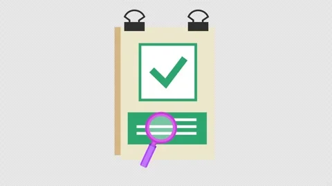 Approved checkmark on task verification checklist icon in a cartoon animation. Stock Footage 316759866