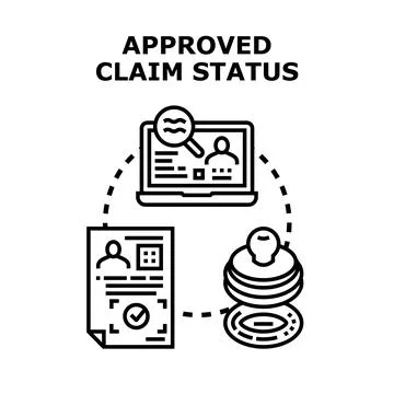 Approved claim status concept illustration visualizing application process 스톡 일러스트