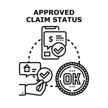 Approved claim status process receiving financial confirmation Stock Illustration