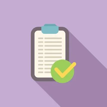 Approved clipboard icon flat vector. Test checklist Stock Illustration
