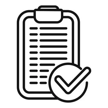Approved clipboard icon outline vector. Test checklist Stock Illustration