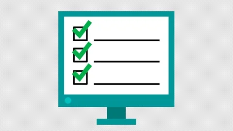 Approved computer checklist with correct checkmark in cartoon animation. Stock Footage 306247788