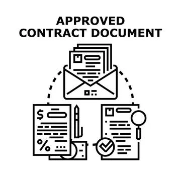 Approved contract document concept with business agreement Stock Illustration