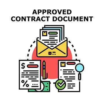 Approved contract document concept with business agreement Stock Illustration