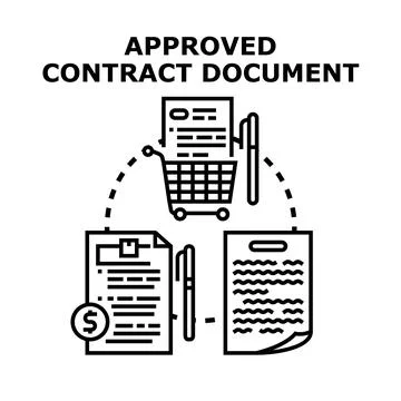 Approved contract document signing agreement transaction concept Stock Illustration