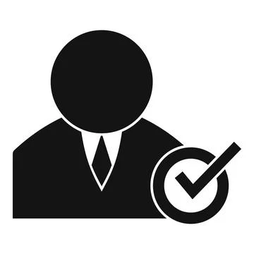Approved corporate worker icon, simple style Stock Illustration