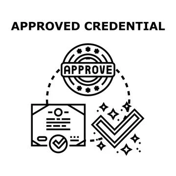 Approved credential concept verifying success document certification イラスト素材