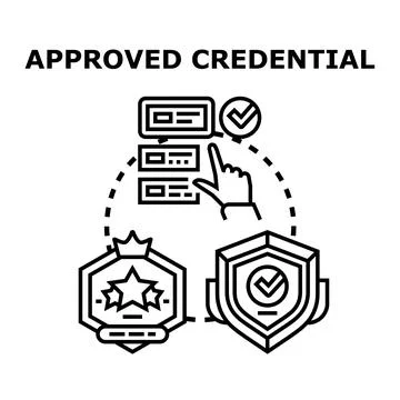 Approved credential process with trust and security Stock Illustration