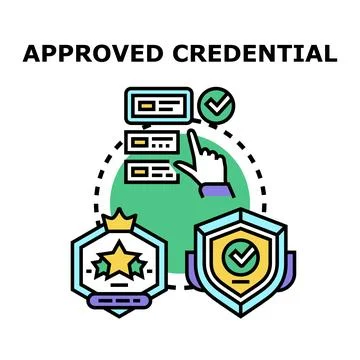 Approved credential process with trust and security Stock Illustration