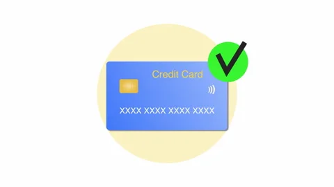Approved Credit Card with Check Mark Icon Isolated Stock Footage 337793896