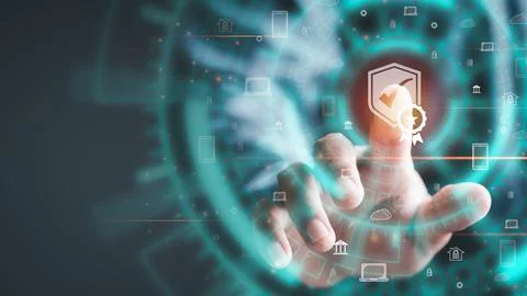 Approved cybersecurity and login authentication With AI database technology.. Stock Photos
