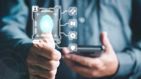 Approved cybersecurity and login authentication With AI database technology.. Stock Photos