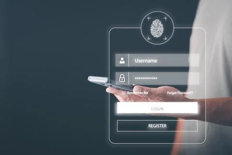 Approved cybersecurity and login authentication With AI database technology.. Stock Photos