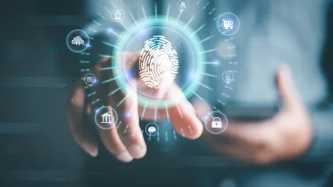 Approved cybersecurity and login authentication With AI database technology.. Stock Photos
