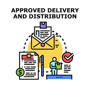 Approved delivery and distribution process concept Stockillustratie