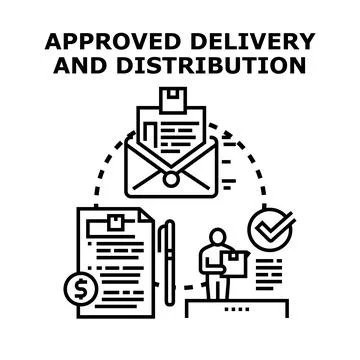 Approved delivery and distribution process concept Stock Illustration