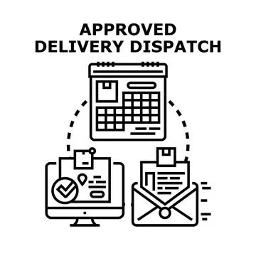 Approved delivery dispatch process management concept Illustrazione stock