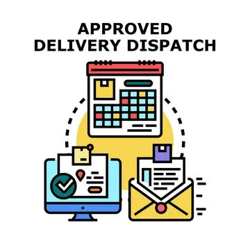 Approved delivery dispatch process management concept Stock Illustration