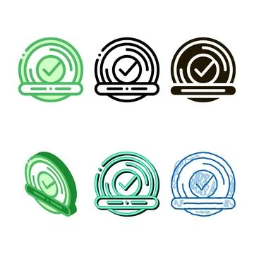 Approved designs button with text element vector icon Stock Illustration
