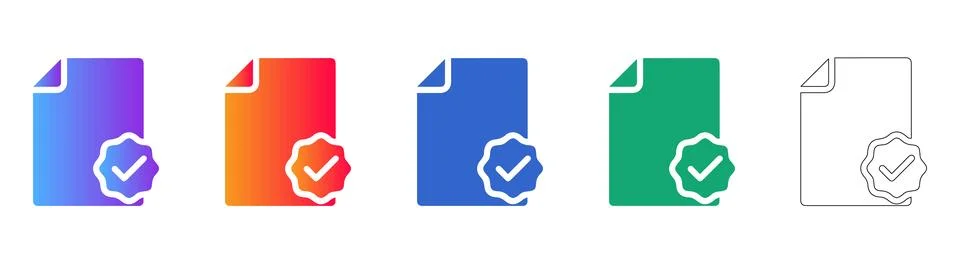 Approved Document and Certification Icons Set 库存插图