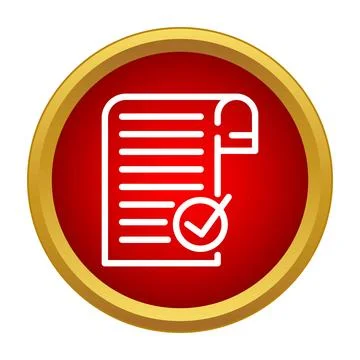 Approved document with check mark in red circle Stock Illustration