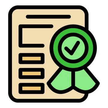 Approved document with green check mark and ribbon, quality assurance and s.. Stockillustratie