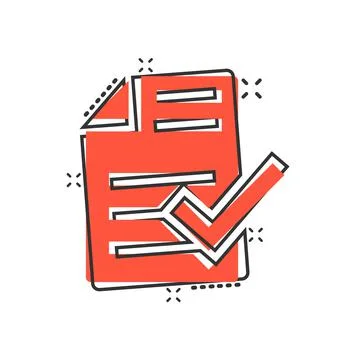 Approved document icon in comic style. Authorize cartoon vector illustration  Illustrazione stock