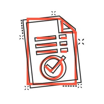 Approved document icon in comic style. Authorize cartoon vector illustration  Stock Illustration