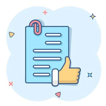 Approved document icon in comic style. Authorize cartoon vector illustration  Stock Illustration