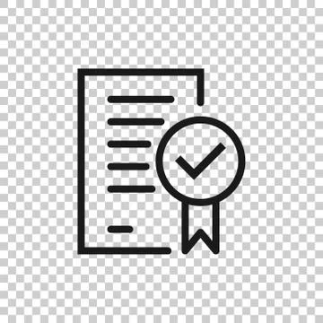 Approved document icon in flat style. Authorize vector illustration on white  Stock Illustration