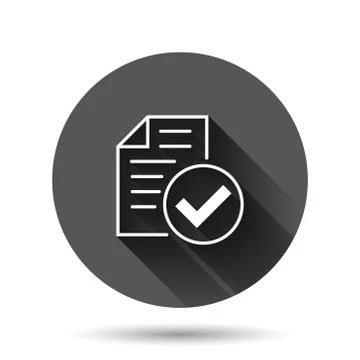 Approved document icon in flat style. Authorize vector illustration on black  Illustrazione stock