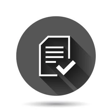 Approved document icon in flat style. Authorize vector illustration on black  Stock Illustration