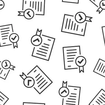 Approved document icon in flat style. Authorize vector illustration on white  Stock Illustration