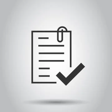 Approved document icon in flat style. Authorize vector illustration on white  Stock Illustration